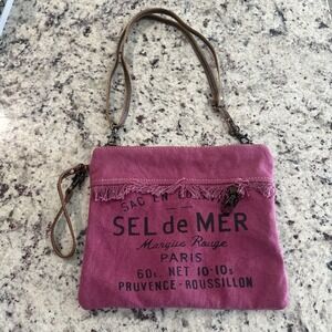 Myra Bag Pink Berry Crossbody Canvas and Leather